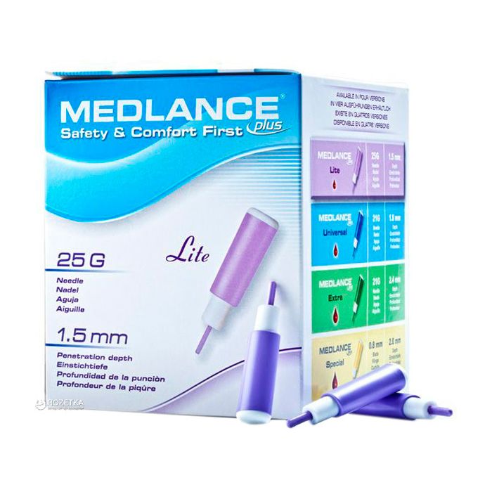 Ланцет Medlance plus Lite 25G, глибина проникнення 1,5 мм, фіолетовий, 200 шт.