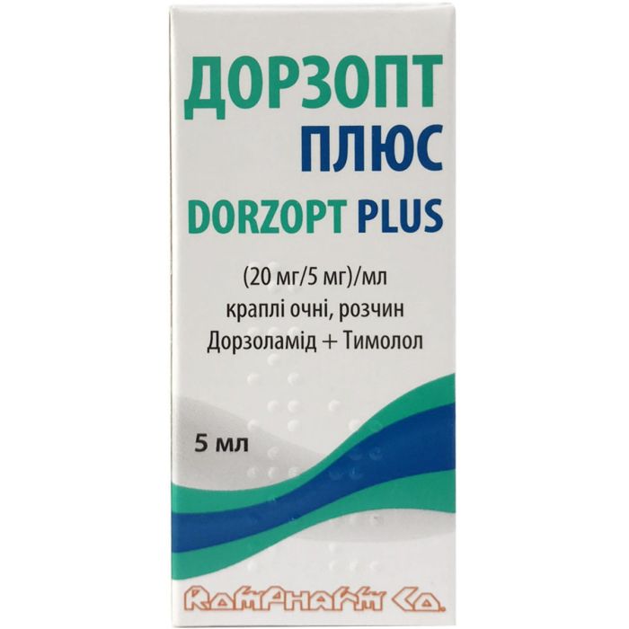 Дорзопт Плюс 20 мг краплі очні 0.5% 5 мл