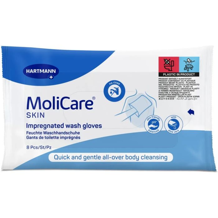 Рукавички MoliCare Skin вологі для миття всього тіла, 8 шт.