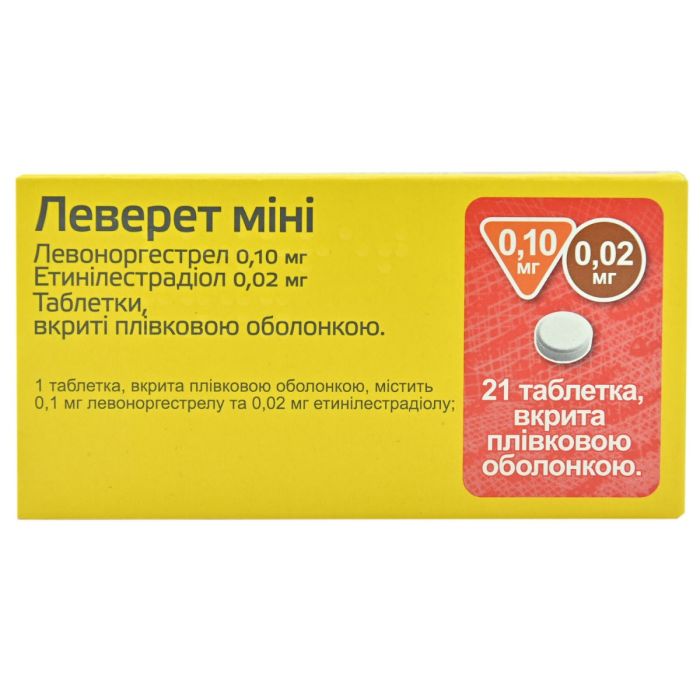 Леверет міні 0,1 мг/0,02 мг таблетки №21