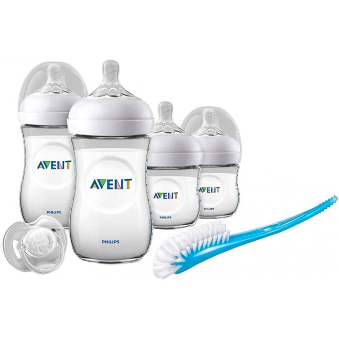 Набор для кормления новорожденных Philips Avent Natural: 4 бутылочки Natrals 2.0, щетка, пустышка (SCD301/01)