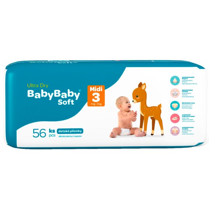 Підгузки BabyBaby Soft Premium Ultra Dry Midi 3 (4-9кг), 56 шт.