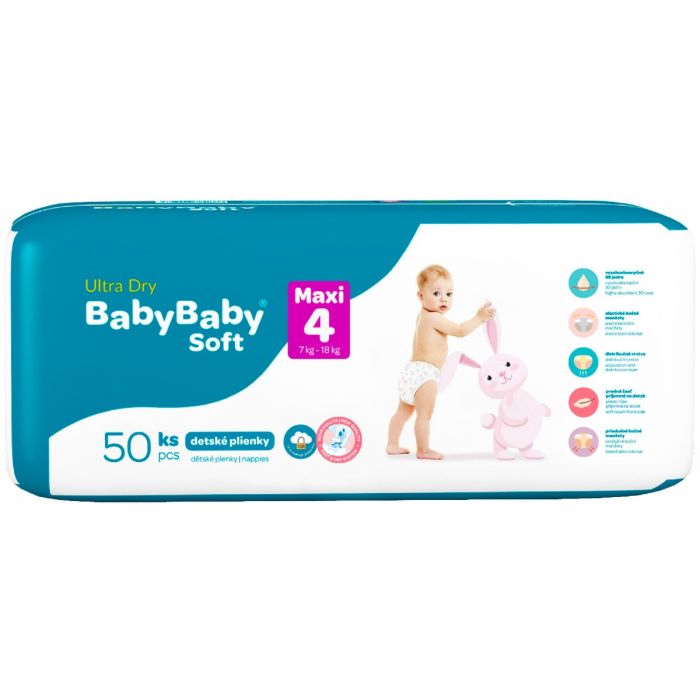 Подгузники BabyBaby Soft Premium Ultra Dry Maxi р.4 (7-18 кг) №50