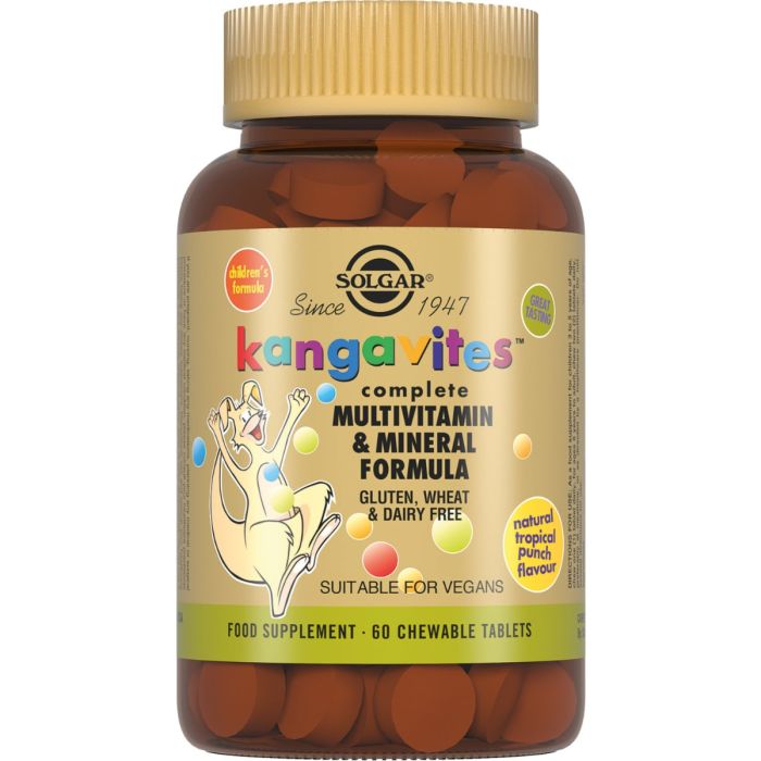 Solgar Кангавітес з мультивітамінами та мінералами зі смаком тропічних фруктів таблетки №60