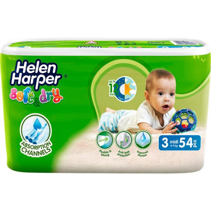 Підгузки Helen Harper Ultra Soft&Dry Mіdi, р.3 (4-9 кг), 54 шт.