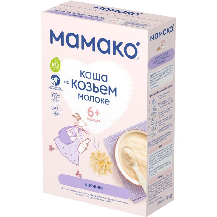 Каша Мамако молочная овсяная на козьем молоке, 200 г