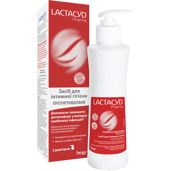 Засіб для інтимної гігієни Лактацид (Lactacyd) Фарма Протигрибковий 250 мл з дозатором