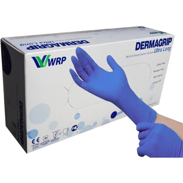 Рукавички WRP Dermagrip нітрилові неопудрені сині, р.S, 1 пара