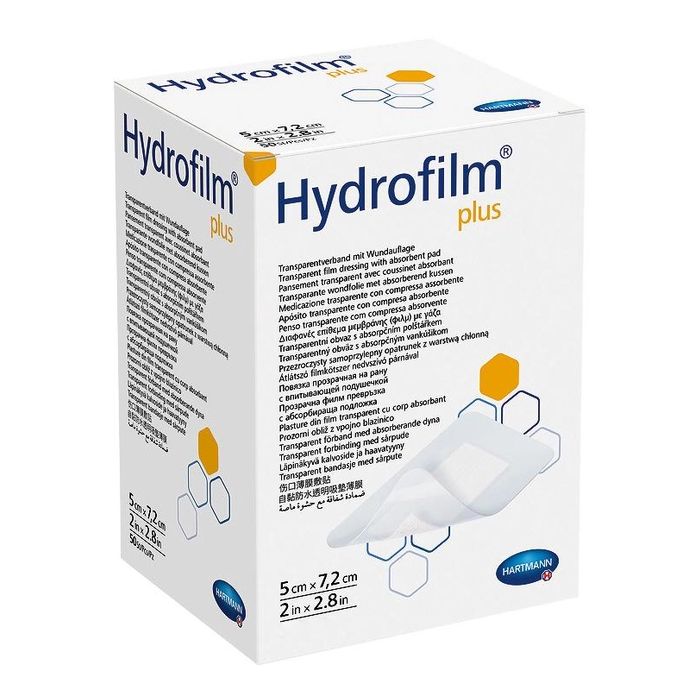 Повязка пленочная Hydrofilm Plus прозрачная с абсорбирующей подушечкой, 5 см х 7,2 см №30