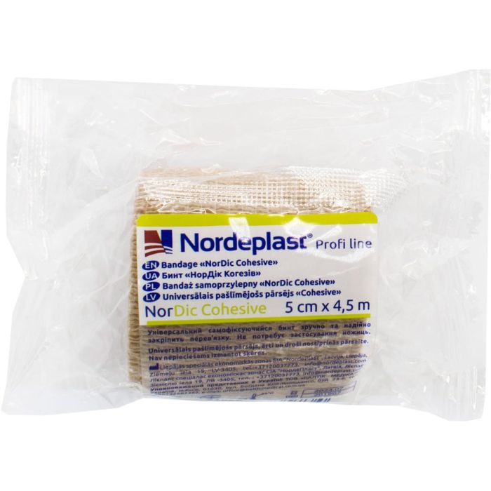 Бинт медичний Nordeplast NorDic Cohesive самофіксований 5 см х 4,5 м