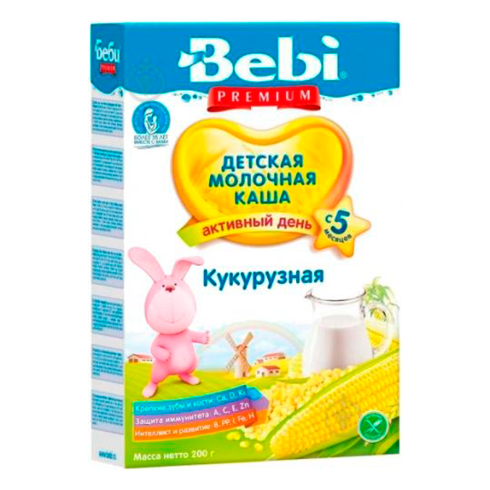 Каша Bebi Premium молочная кукурузная c 5 месяцев 200 г