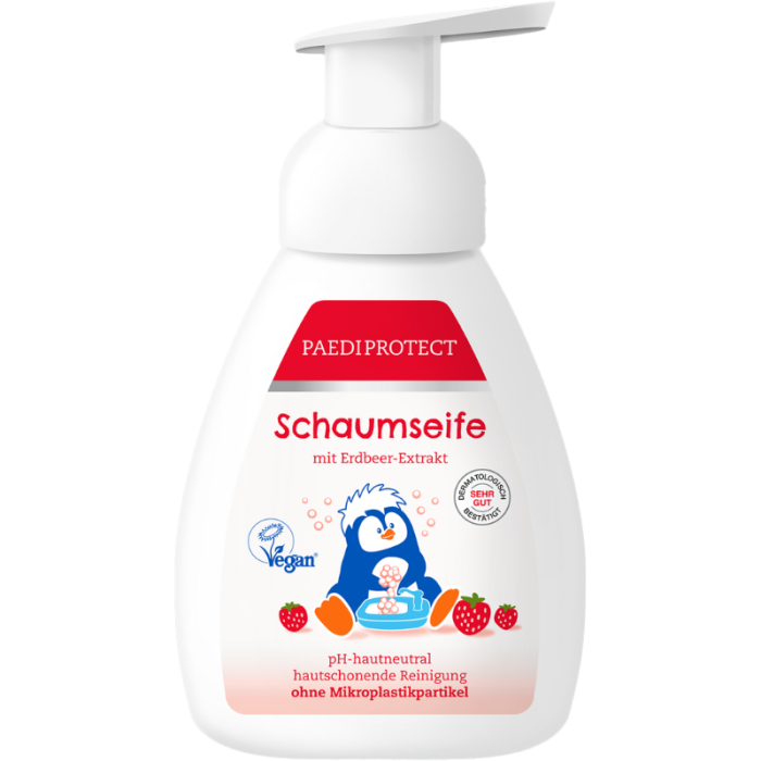 Мыло Paediprotect (Педипротект) детское для рук пенное клубника 250 мл - фото №1 Мыло Paediprotect (Педипротект) детское для рук пенное клубника 250 мл
