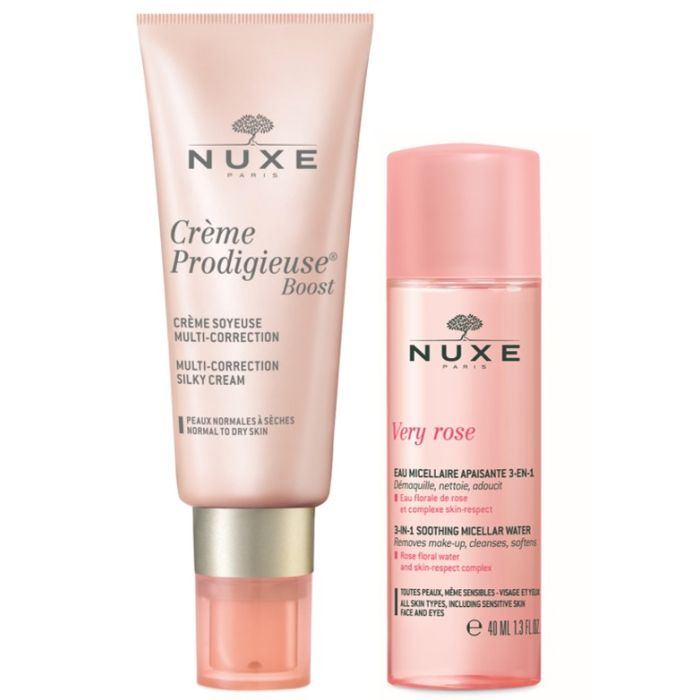 Набор (Крем Nuxe Замечательный Boost насыщенный для нормальной и сухой кожи лица 40 мл + Вода Nuxe Very Rose мицеллярная 40 мл)