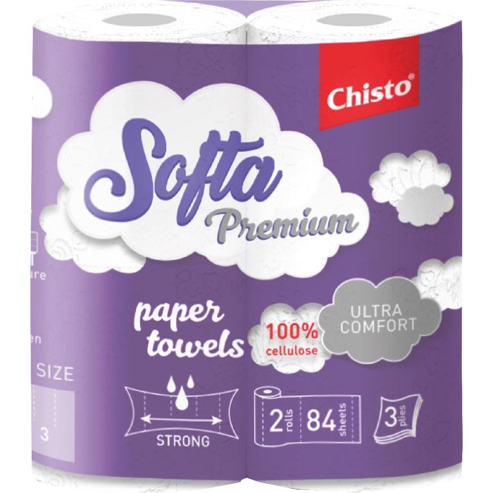 Паперові рушники Softa Chisto Premium, 3 шари, 2 рулони