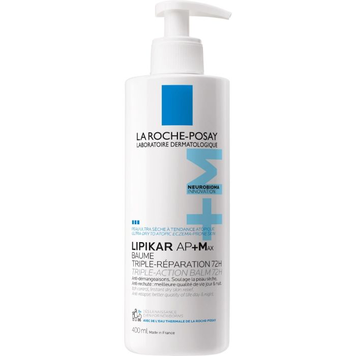 Бальзам La Roche-Posay (Ля Рош-Позе) Lipikar АР+Макс ліпідовідновлювальний для дуже сухої та схильної до атопії шкіри обличчя та тіла для немовлят, дітей та дорослих 400 мл