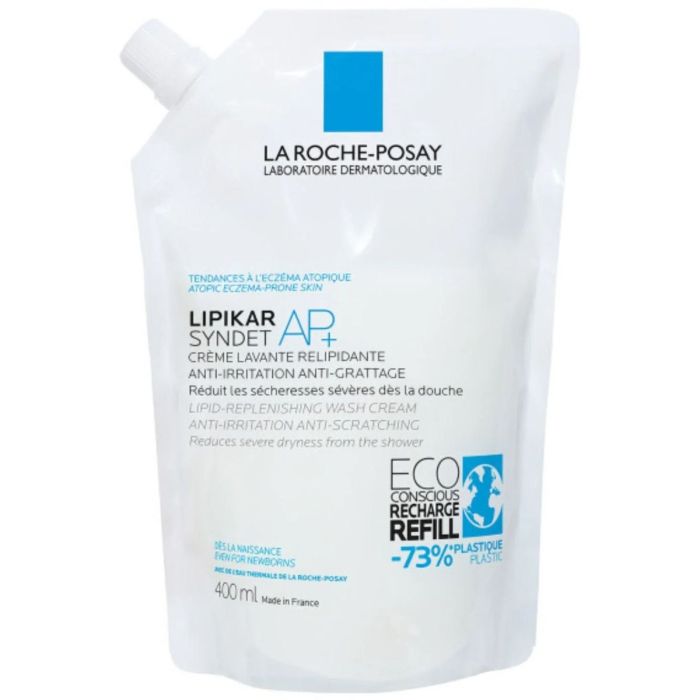 Крем-гель La Roche-Posay (Ля Рош-Позе) Lipikar Syndet AP+ очищающий для сухой кожи для младенцев, детей и взрослых, рефил 400 мл