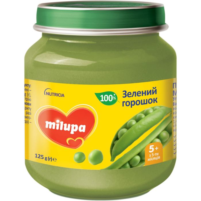 Пюре овощное Milupa Зеленый горошек, 125 г