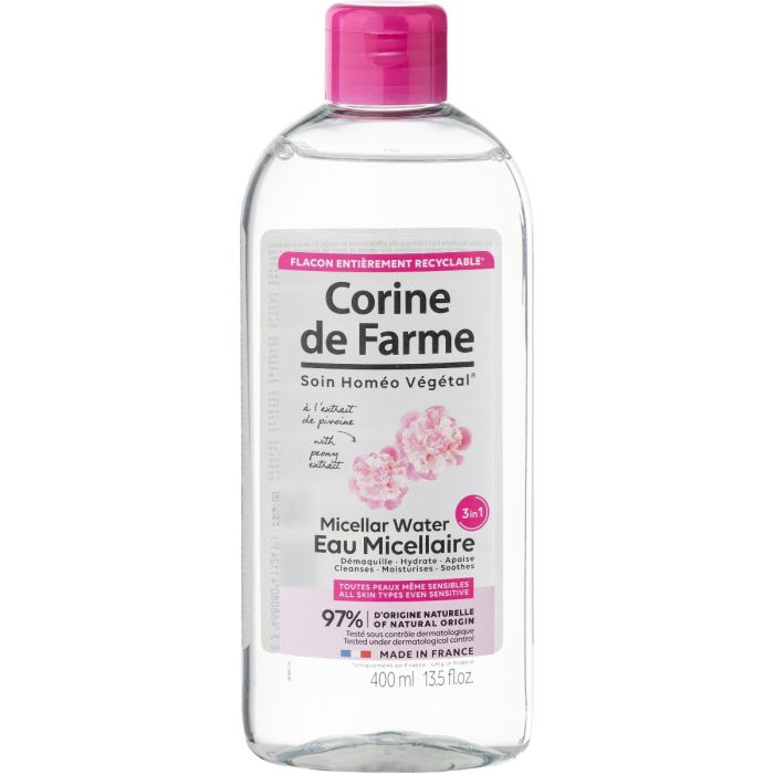 Вода Corine de Farme (Корин де Фарм) для лица мицеллярная 3в1 с пионом для всех типов кожи 400 мл