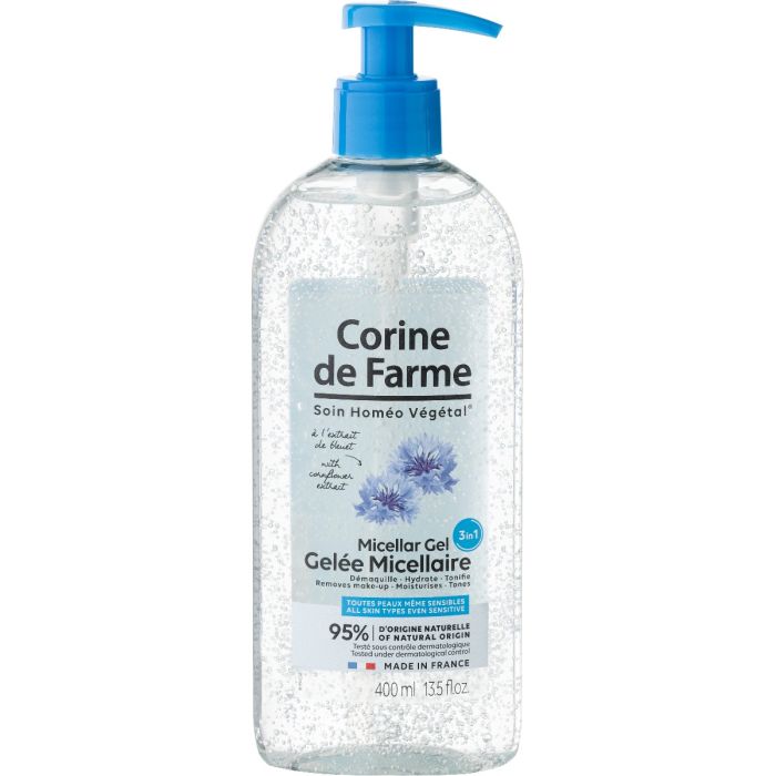 Гель Corine de Farme (Корін де Фарм) для обличчя міцелярний 3в1 з волошкою для всіх типів шкіри 400 мл