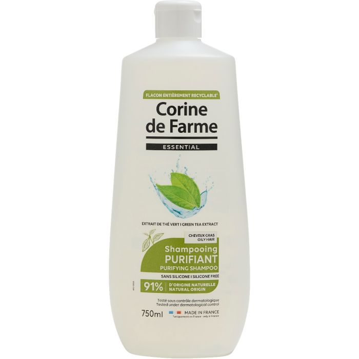Шампунь Corine de Farme (Корін де Фарм) для жирного волосся очищувальний з екстрактом зеленого чаю 750 мл