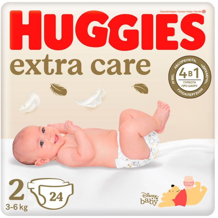 Підгузки Huggies Extra Care р.2 (3-6 кг) 24 шт.