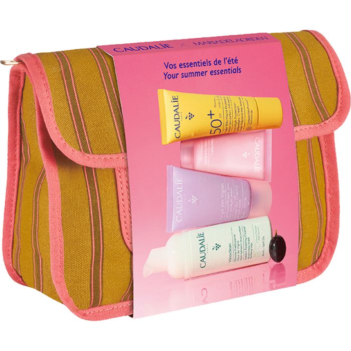 Набор Caudalie (Кодали) Summer Pouch 2026 (Мусс для очищения лица 50 мл+Гель увлажняющий для лица 15 мл+Гель для душа 30 мл+Крем солнцезащитный)