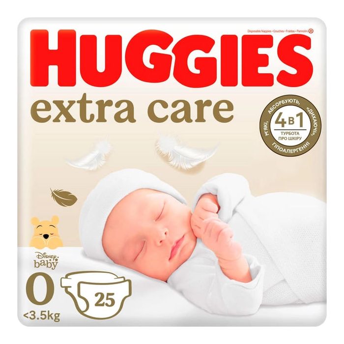 Подгузники Huggies (Хаггис) Extra Care размер 0 (до 3,5 кг) №25