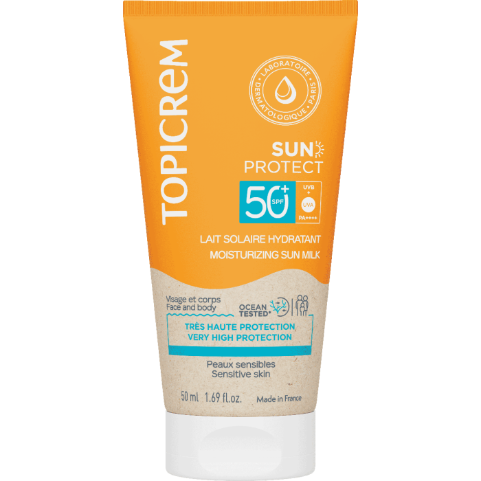 Молочко для лица и тела Topicrem (Топикрем) Sun Protect SPF50+ увлажняющее солнцезащитное, 200 мл