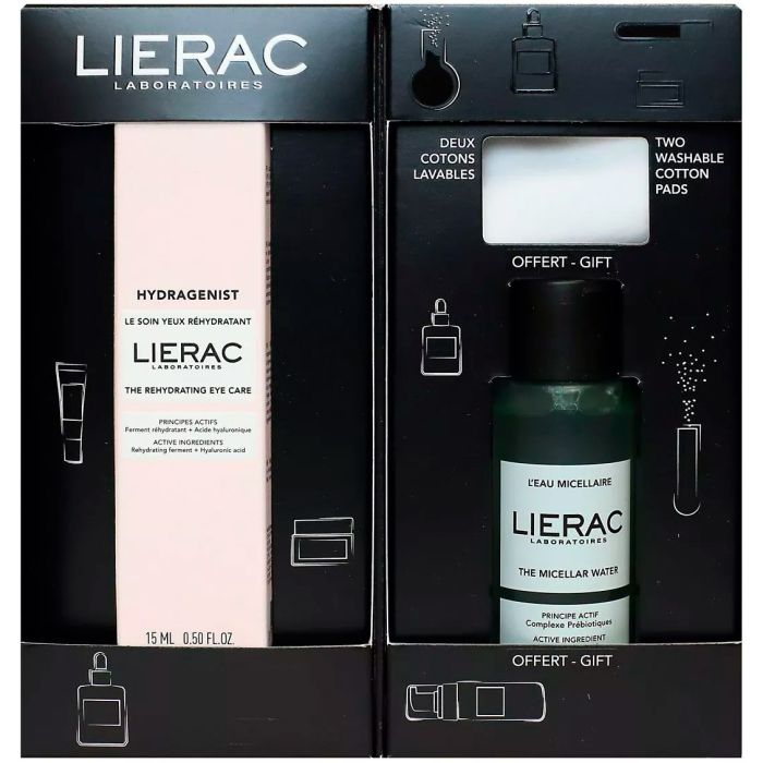 Набор новогодний Lierac (Лиерак) Hydragenist (для контура глаз 15 мл+Вода мицелярнная 50 мл+2 диска)