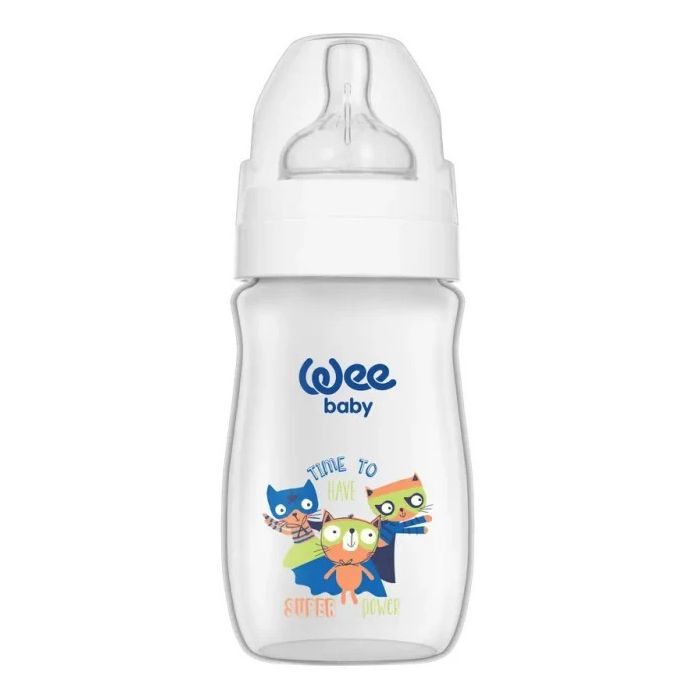 Пляшечка Wee Baby (Ві Бейбі) для годування з широкою шийкою Classic Plus 250 мл, соска №1 (колір в асортименті)