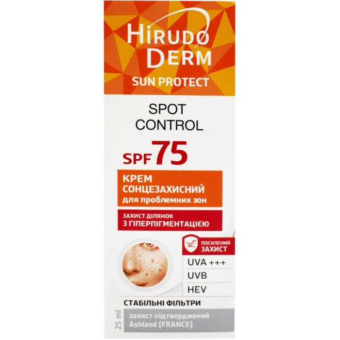 Крем Hirudo Derm (Гирудо Дерм) Sun Protect Spot Control солнцезащитный для проблемных зон SPF75, 25 мл