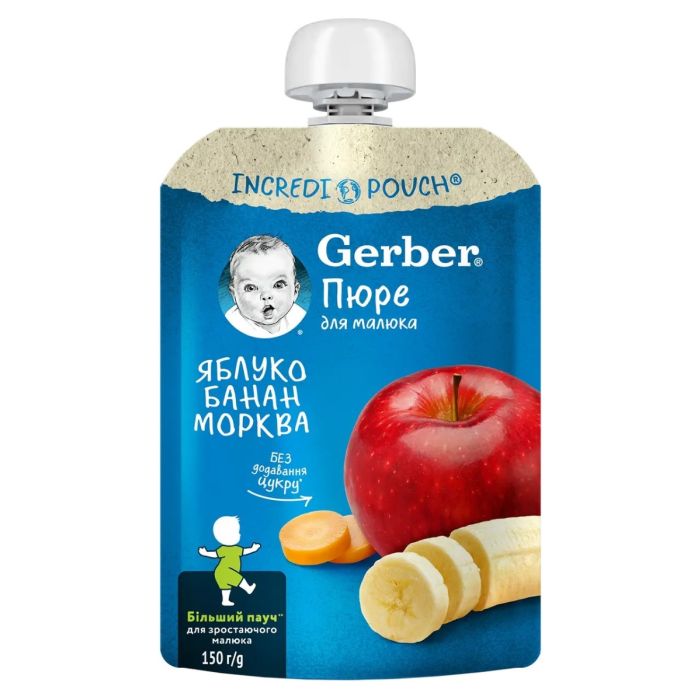 Пюре фруктово-овощное Gerber Яблоко, банан, морковь 150 г