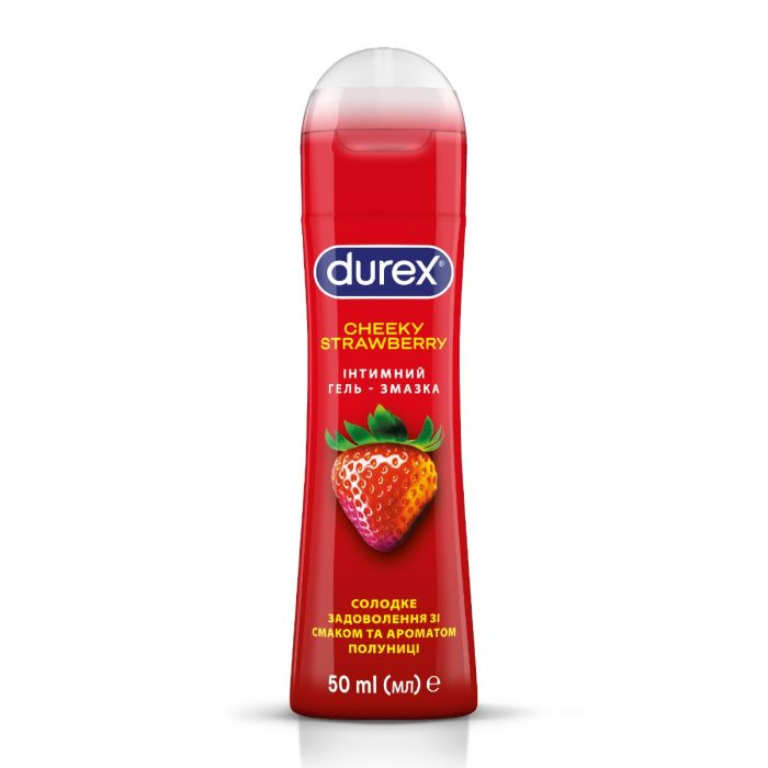 Інтимний гель-змазка DUREX Cheeky Strawberry зі смаком та ароматом полуниці (лубрикант), 50 мл