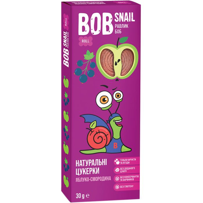 Цукерки Bob Snail (Равлик Боб) яблуко-чорна смородина 30 г