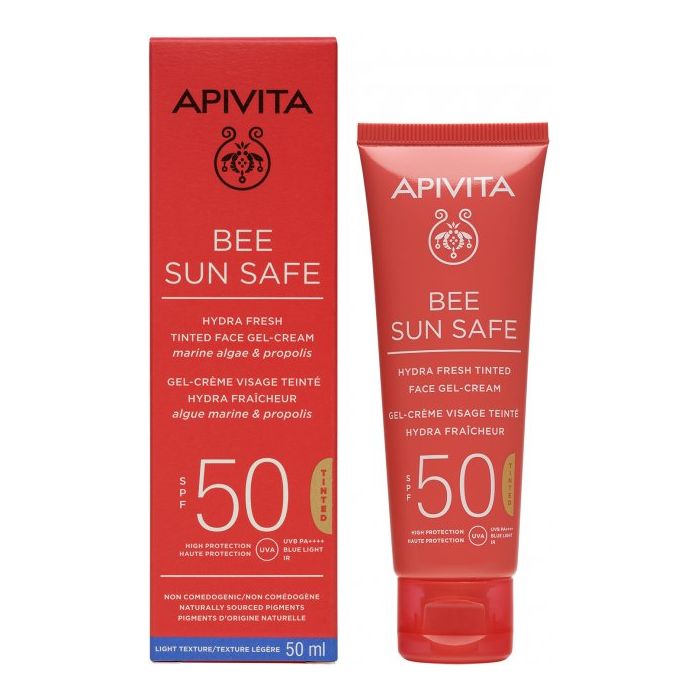 Гель-крем Apivita Bee Sun Safe для лица солнцезащитный с оттенком SPF50 50 мл