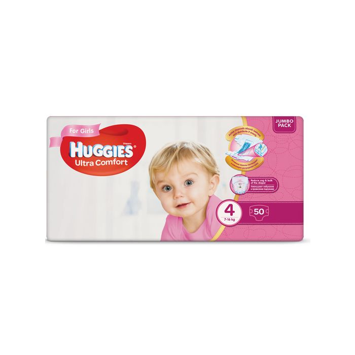 Підгузки Huggies Ultra Comfort Jumbo р.4 (8-14 кг) для дівчаток 50 шт