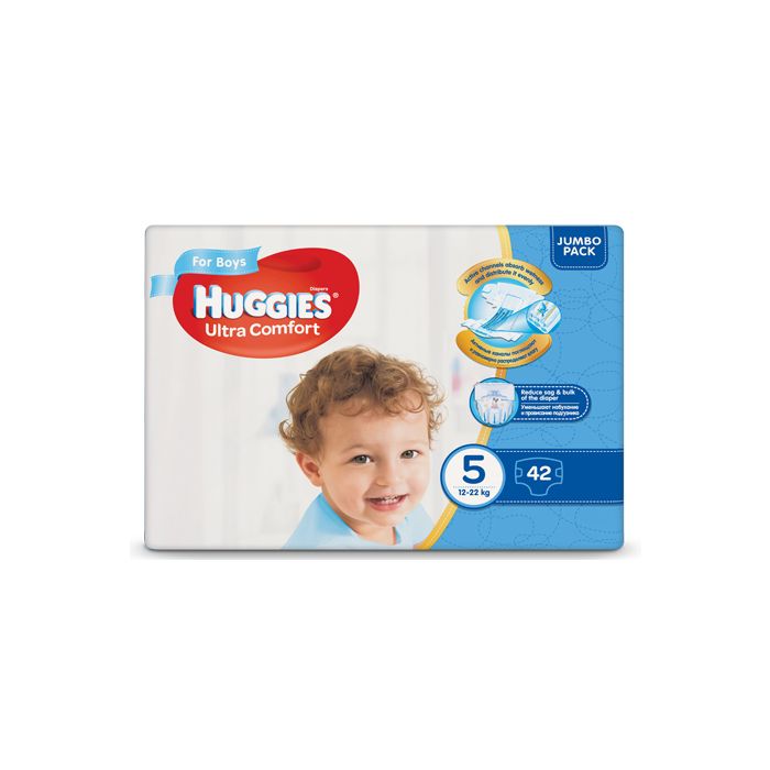 Подгузники Huggies Ultra Comfort Jumbo р.5 (12-22 кг) для мальчиков 42 шт