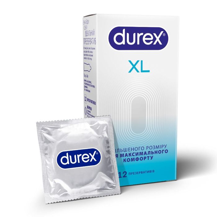Презервативи латексні з силіконовою змазкою Durex XL (тонкі, збільшеного розміру), 12 шт.
