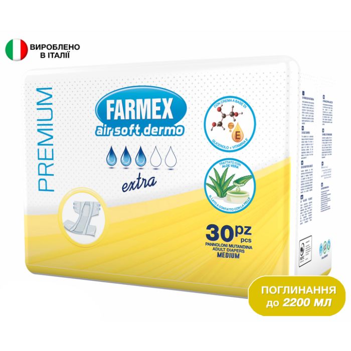 Подгузники для взрослых Farmex Premium Air Soft Dermo Extra р.M №30
