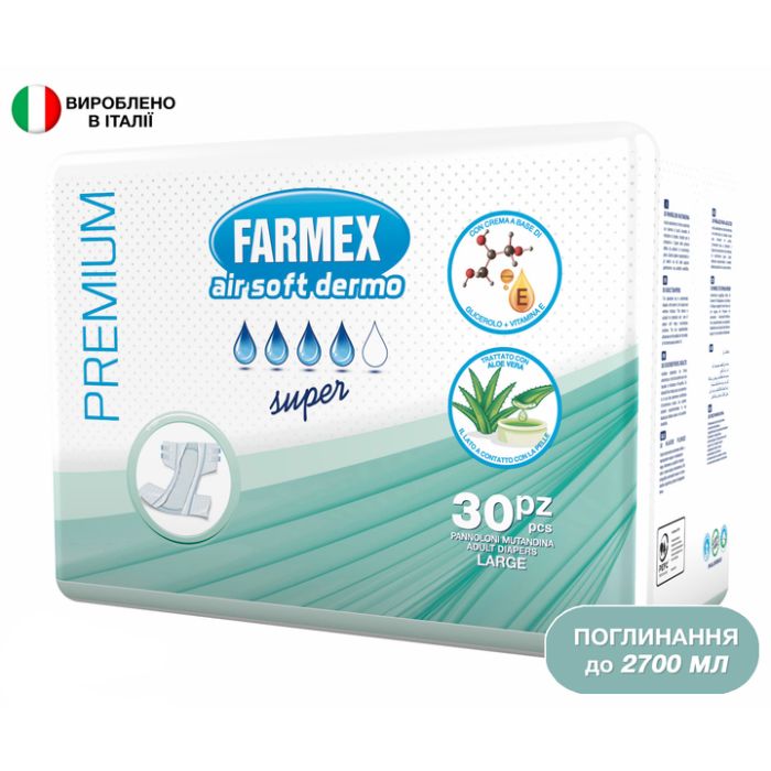 Підгузки для дорослих Farmex Premium Air Soft Dermo Super р.L №30