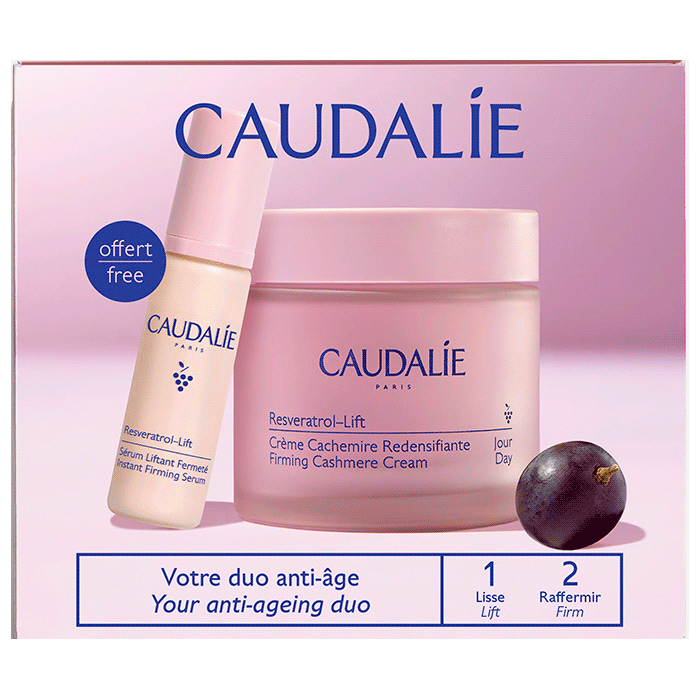 Набір Caudalie (Кодалі) Resveratrol Lift (Кашемір крем 50 мл+Крем нічний 15 мл+Гель-крем для контуру очей 5 мл)