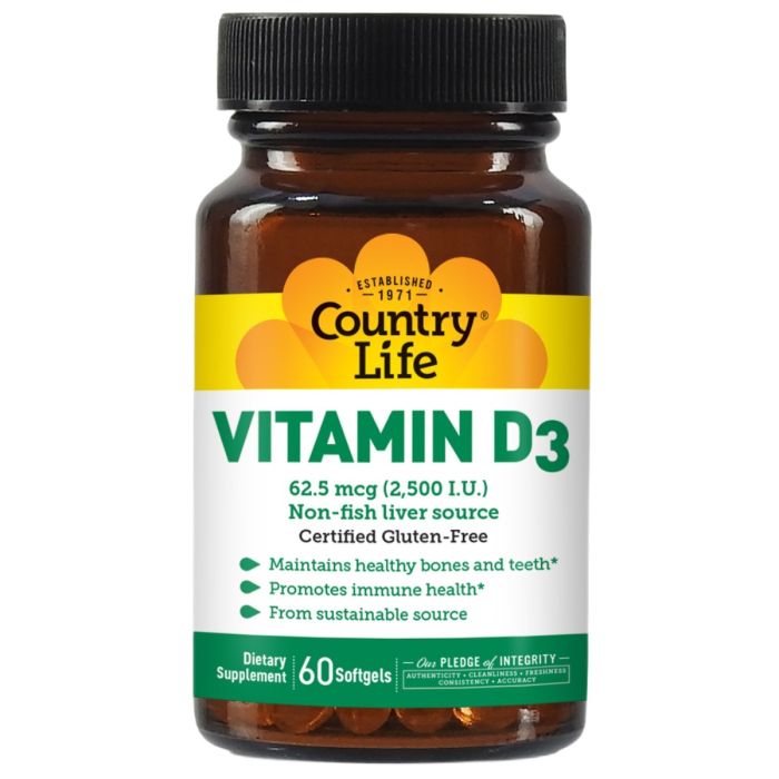 Витамины Country Life витамин D3 2500 МЕ капсулы №60 