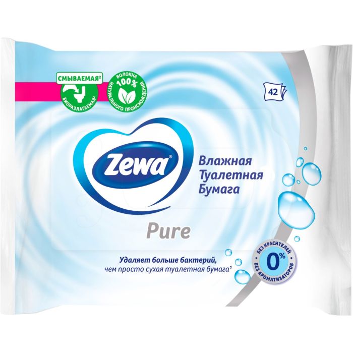 Туалетний папір Zewa Moist Pure вологий без аромату №42