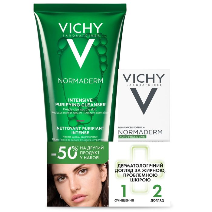 Набор Vichy (Виши) Normaderm (Гель очищающий для жирной кожи 200 мл+Флюид для жирной кожи 50 мл)