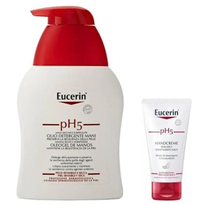 Набор Eucerin (Юцерин) рH5 Очищение и уход за чувствительной кожей рук (Средство для мытья рук без пересушивания для сухой и чувствительной кожи 250 мл + Крем для рук 75 мл)