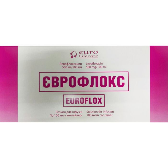 Єврофлокс розчин для інфузій 500 мг/100 мл флакон 100мл №1