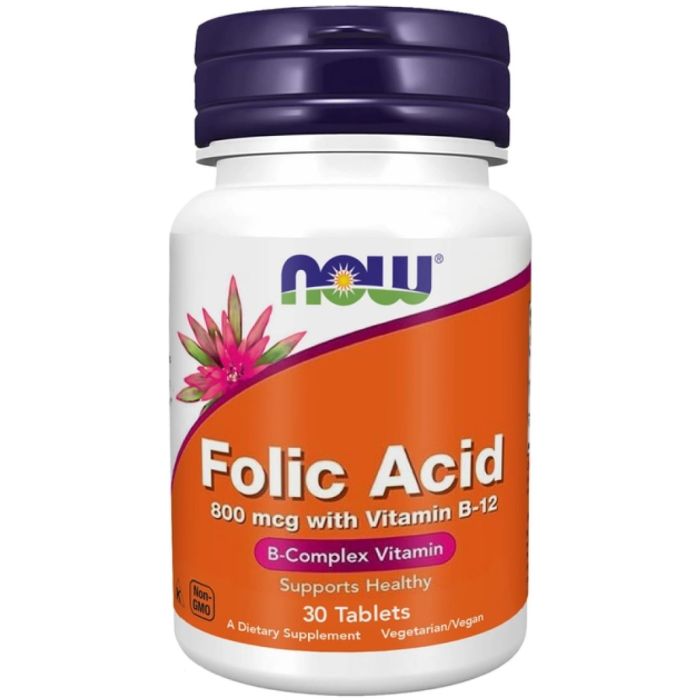 Now (Нау) Foods Folic Acid & B12 (Фолієва кислота) 800 мг таблетки №30