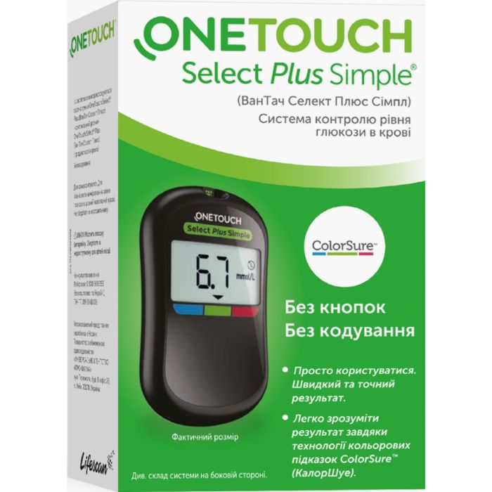 Система контролю рівня глюкози у крові (глюкометр) One Touch Select Plus Simple