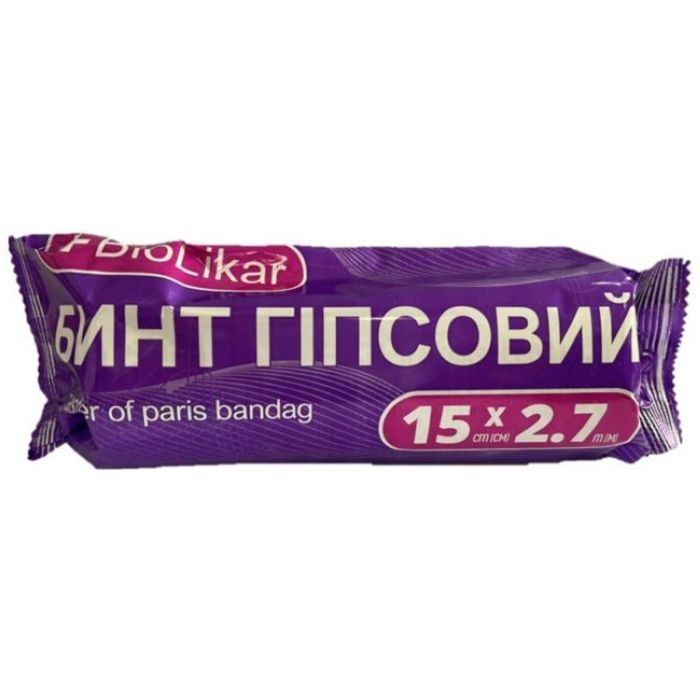 Бинт + Biolikar гіпсовий 15 см х 2,7 м