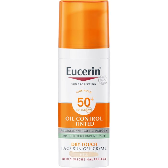 Гель-крем Eucerin (Юцерін) Oil Control Сонцезахисний тонуючий світлий для комбінованої і нормальної шкіри SPF50+, 50 мл